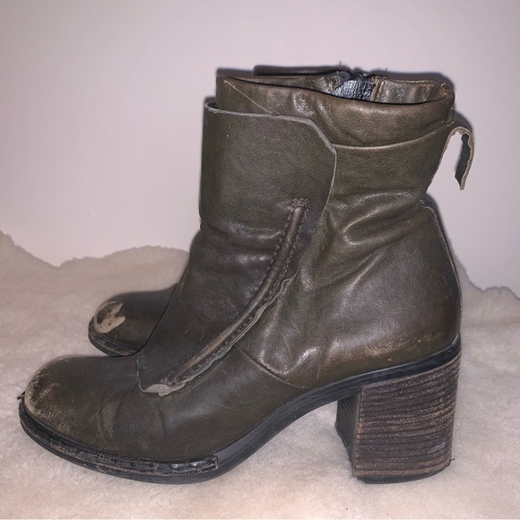 MJUS Green Leather Ankle Heeled Boots Moto 39 - Picture 4 of 10